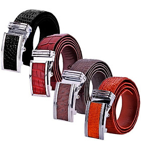 Thắt lưng nam da cá sấu Huy Hoàng nguyên con bụng 4P màu đen, nâu đỏ, nâu đất, vàng bò HT4748-49-50-51