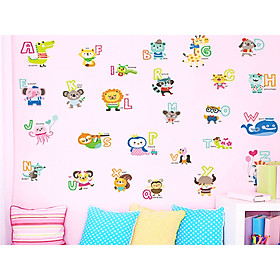 Decal dán tường bảng chữ cái thú tiếng anh