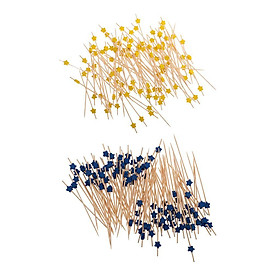 200pcs Rustic Star Bamboo Cocktail Picks Fruit Food Sticks for Xmas New Year