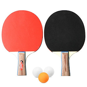 Bộ bóng bàn 2 vợt và 3 quả bóng bàn-Màu Tay cầm ngắn-Size