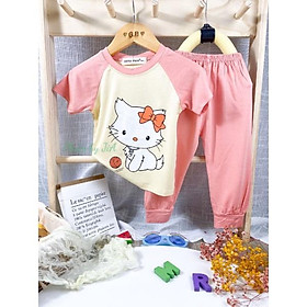 Bộ ngắn tay quần dài thun lạnh tay ráp lăng in hình Minky Mom cho bé trai bé gái từ 7-27kg