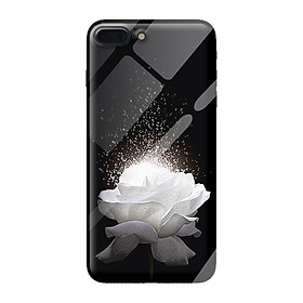 Ốp kính cường lực cho iPhone 8 Plus hoa trắng 1 - Hàng chính hãng