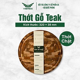Mua Thớt Chặt Gỗ Teak Vibasic ghép dựng block  kích thước 320x38mm  thớt tròn - Hàng chính hãng Bộ Quốc Phòng