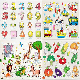 Combo 4 bảng đồ chơi ghép gỗ có núm cho bé