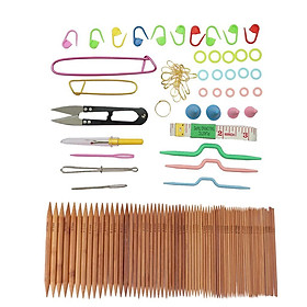 132 Pieces Carbonized Bamboo Double Pointed Knitting  with Kniting Tools Accessories