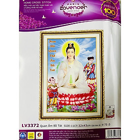 Mua Tranh thêu chữ thập Phật quan âm LV3372  kích thước 32 x 43 cm