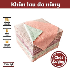 Mua Khăn Lau Bếp 2 Mặt Đa Năng Dày Dặn Siêu Thấm - Lau Bát Đĩa  Bàn Ghế Cỡ Lơn 25cm x 25cm