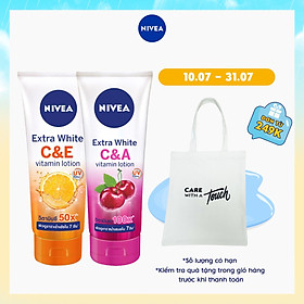 Combo Sữa Dưỡng Thể Dưỡng Trắng NIVEA EXTRA WHITE C & E VITAMIN -180ml - 84374 & Extra White C & A Vitamin - 180ml - 80372