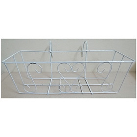 2 GIỎ SẮT Treo Chậu Hoa Ban Công Hình Chữ Nhật - Màu Trắng