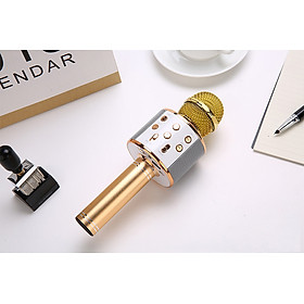 Mua Micro hát Karaoke kiêm Loa Bluetooth - Loại tốt âm thanh chuẩn KTV S8 (Màu Vàng)