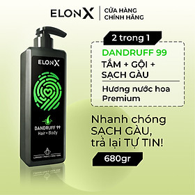 Dầu gội ElonX Dandruff 99 dầu gội sạch gàu dầu gội sữa tắm 2 trong 1 cho nam dầu gội đầu nam sữa tắm gội (680gr)