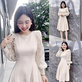 Đầm chất trượt tay ren bồng đi chơi, dự tiệc Z110 kèm ảnh thật trải sàn - Mydu Desig