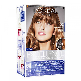 Kem Nhuộm Tóc Nâng Sáng 2 Trong 1 Ultra Light L'Oreal 172ml - Màu 02 Nâu Vàng Năng Động