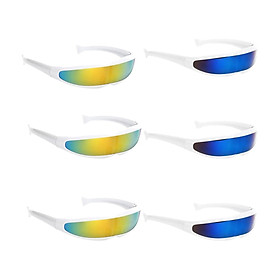 6pieces Futuristic Narrow Lens Visor Eyewear Sunglasses