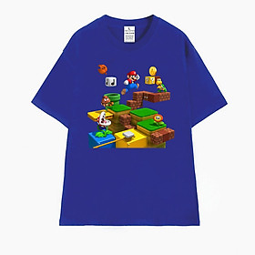 Cao cấp - Áo thun oversize hình game Super Mario áo thun unisex BND297 - Xanh Ocean