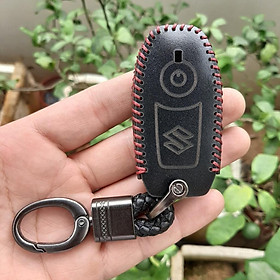 Bao Da Chìa Khóa Smartkey Suzuki GSX R150 . da bò thật, bảo hành 2 năm - mầu đen chỉ đỏ