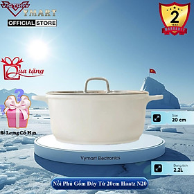 Nồi Phủ Gốm Chống Dính Đáy Từ Haatz Size 20cm - Công Nghệ Hàn Quốc, Dùng Mọi Loại Bếp - Bảo Hành 2 Năm