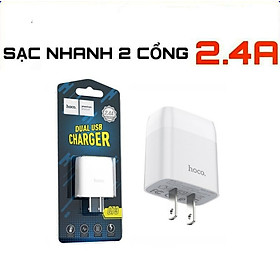 Hình ảnh CỐC SẠC NHANH 15W 2 CỔNG CHỐNG CHÁY NỔ HOCO C73 - CỦ SẠC ĐA NĂNG 2.4A CHO CÁC DÒNG ĐIỆN THOẠI CHÍNH HÃNG