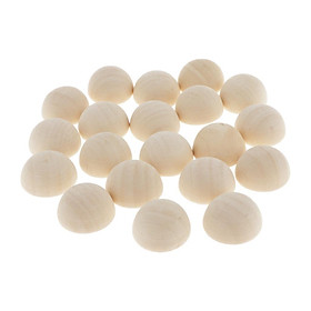 20Pcs Half Ball Natural Unfinished Wood For Jewelry Making DIY Crafts 25MM