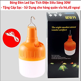 Mua Bóng đèn led tích điện 30w có móc treo kèm sạc  bóng đèn tích điện 3 chế độ sáng