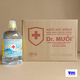 1 thùng 12 chai Nước súc miệng Dr. Muối hương Gừng ấm áp 500ml