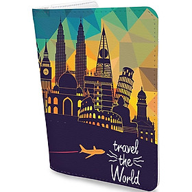 Bao Da Hộ Chiếu TRAVEL THE WORLD - Ví Đựng Passport Du Lịch Độc Lạ - PPT058