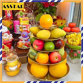 Mua SET 5 ĐĨA INOX MẠ VÀNG DECOR TRANG TRÍ BÀY BIỆN KÍCH THƯỚC TO DẦN - HÀNG CHÍNH HÃNG