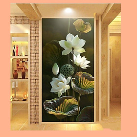 Tranh dán tường 3D hoa sen trắng TDT02