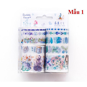 Set 10 Cuộn băng dính Băng Keo Washi Tape Trang Trí Planner Nhiều Chủ Đề