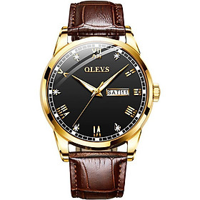 Đồng Hồ Nam OLEVS OL6898 Dây Da Siêu Nhẹ, Siêu Bền, Mặt Đồng Hồ Đính Kim Cương Nhân Tạo Làm Toát Lên Sự Đẳng Cấp , Sang Trọng , Mặt Kính Chống Trầy Xước , Chống Nước 3atm , Kiểu Dáng Năng Động, Phong Cách Lịch Lãm