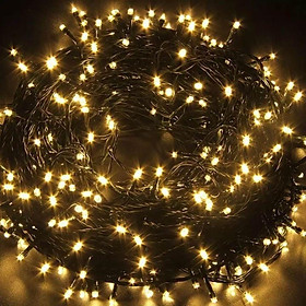 Bộ đèn led nhấp nháy 20m dây đen ánh sáng vàng, 7 màu trang trí cây thông Giáng sinh Noel, trang trí cây mai cây đào Tết