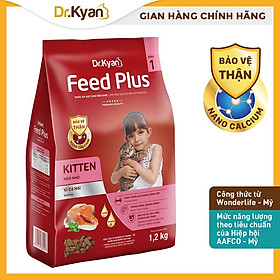 Dr.Kyan - Thức ăn hạt cho mèo nhỏ Feed Plus - Kitten 1,2Kg - Vị cá hồi