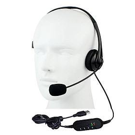 USB Computer Headset Wired Business Ear Headphone for Call Center PC Laptop Chat