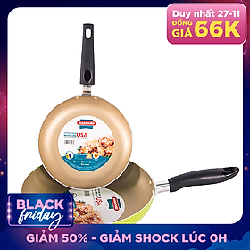 Bộ Đôi Hoàn Hảo - Chảo Siêu Chống Dính Sunhouse (24 -18 cm) - Màu Sampanh