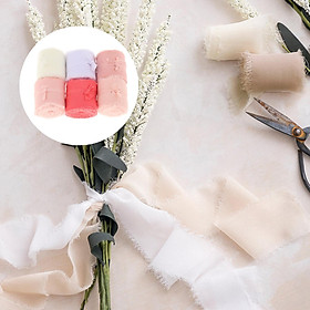 6 Rolls Fringe Silk Ribbon, Polyester Sewing Embellishments Handmade Chiffon Ribbons Festival DIY Crafting Party Gift Wrapping Decor