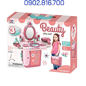 Hộp đồ chơi Vali trang điểm - bàn trang điểm 3 trong 1 cho bé gái Beautyful Set 008-973