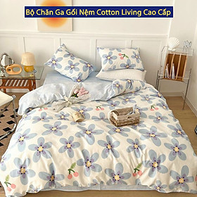 Bộ Chăn Ga Gối Nệm Đệm 5 Món Cotton Living Cao Cấp Chuẩn Khách Sạn 5 Sao