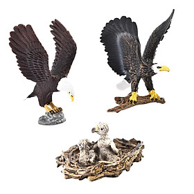 3x Eagle Statue Set Animal Bird Figures Artwork Simulation Eagle Figurine Realistic Flying Eagle Model for Home Cafe Bedroom Office Toddlers
