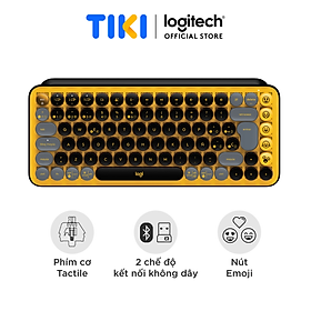 Bàn phím cơ không dây bluetooth | USB Logitech POP KEYS - với 8 phím emoji có thể điều chỉnh, switch tactile, kết nối 3 thiết bị - Hàng chính hãng - Blast (Màu Vàng/Đen)