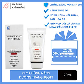 Kem Chống Nắng Dưỡng Trắng - Whitening UV Sun Block JIGOTT SPF 50+/PA+++ (70ml)