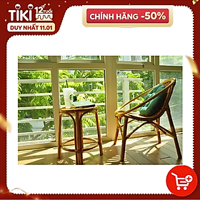 Mua ( Combo siêu tiết kiệm) Bộ bàn ghế mây sò cao cấp kết hợp bàn gỗ Me Tây  phù hợp làm quán cafe / Ban công / Homestay