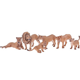 6x Solid Lion Model Animals Figures Realistic Large Wild Lion Animal Toys Set Figurines Hand Painting Jungle Animals Figures for Toddler Kids