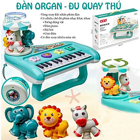 Đàn Piano Phát Nhạc - Organ Kết Hợp Vòng Xoay Thú Khi Đánh Đàn Đèn Led Quay 360 Sinh Động Quà Sinh Nhật Cho Bé Trai Gái