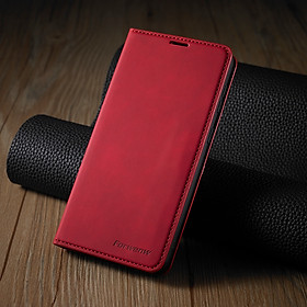Bao da bò non dạng ví dành cho Samsung Galaxy A35 Hãng Forwenw Có ngăn cài thẻ, ví đựng tiền tiện lợi - Hàng chính hãng - Màu Đỏ