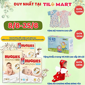 Tã/bỉm dán sơ sinh Huggies Skin Perfect NB 70+6 miếng với 2 vùng thấm giảm kích ứng da