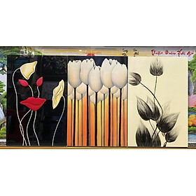 Mua Tranh sơn mài  bộ 3 tấm hoa cách điệu - HD27