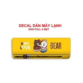 Decal dán máy lạnh, máy điều hòa GẤU VÀNG BROWN full 4 mặt - Decor nhà cửa