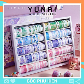 Băng keo Washi Tape sticker dễ thương vintage cổ trang phong cảnh trang trí sổ FULL HỘP - Hộp 100c lớn đủ màu