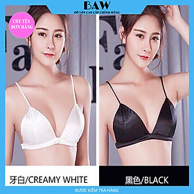 Áo Lót Bra Satin Bóng Trơn Dây Mảnh cao cấp thương hiệu BAW mã AN20 - Đen - one size