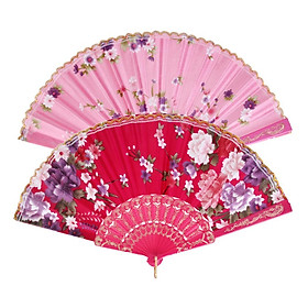 Sweet Style Folding Hand Fan Rose Red & Pink for Dancing Cosplay Home Party